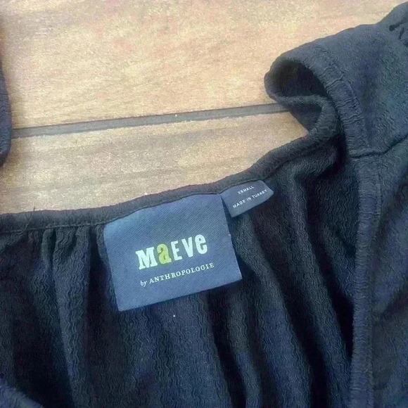 Maeve smocked poplin black top Xsmall - Picture 4 of 5